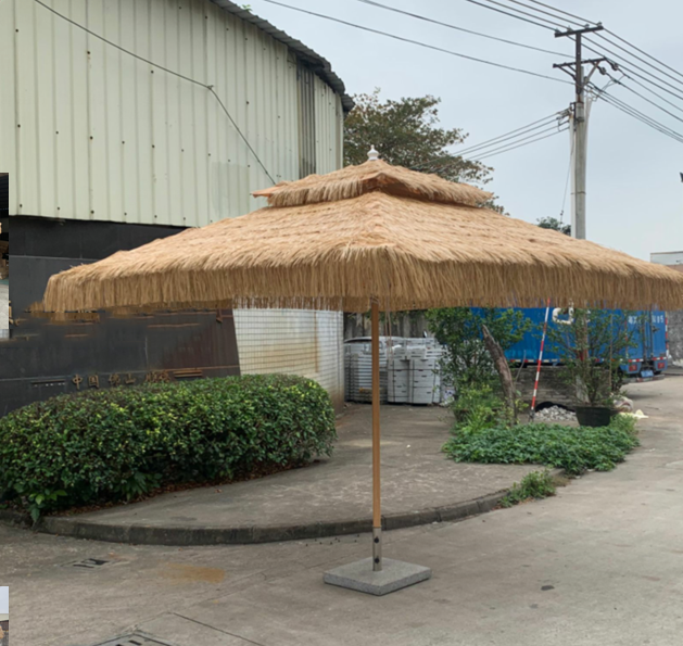 aluminum  patio outside outdoor furniture golf beach straw led light umbrellas double layer restaurant wholesale