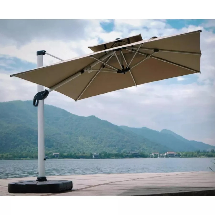 led auto compact camp shade out door garden restaurant cantilever patio sun umbrella 16ft outdoor restaurant