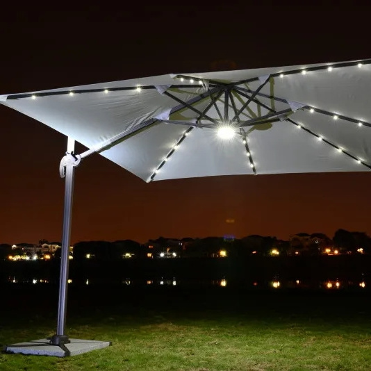 xxl garden outdoor smart wall parasol folding led light pergola umbrella auto uv striped 4m x 4m for beach hotels