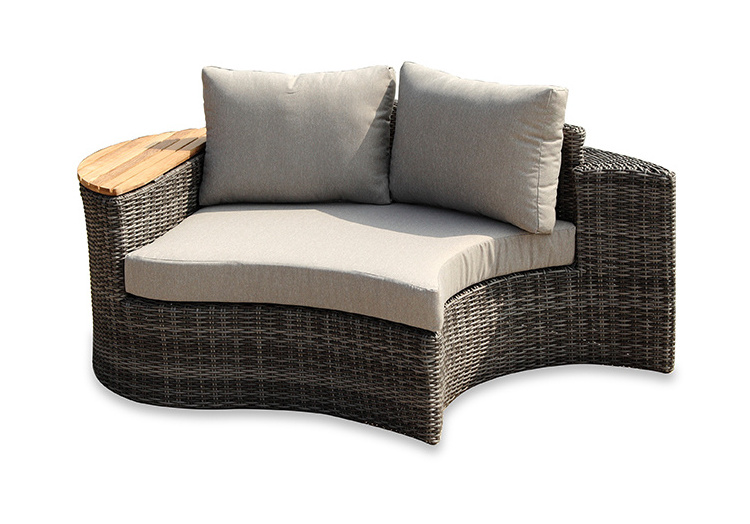 outdoor half round u armless rattan chair-garden wicker rattan furniture sofa semi circle living sofa double seat