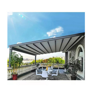 motorized aluminium outdoor vented awing retractable roof pergola gazebos motorized part with sun shade