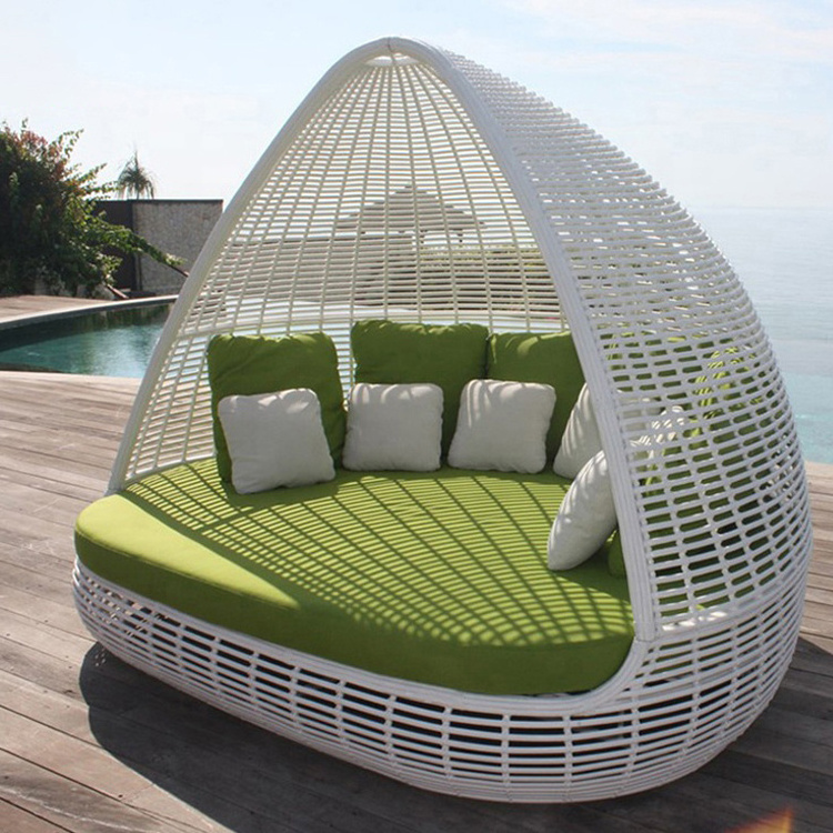 rattan wicker outdoor patio round lounge sofa daybed set bed round