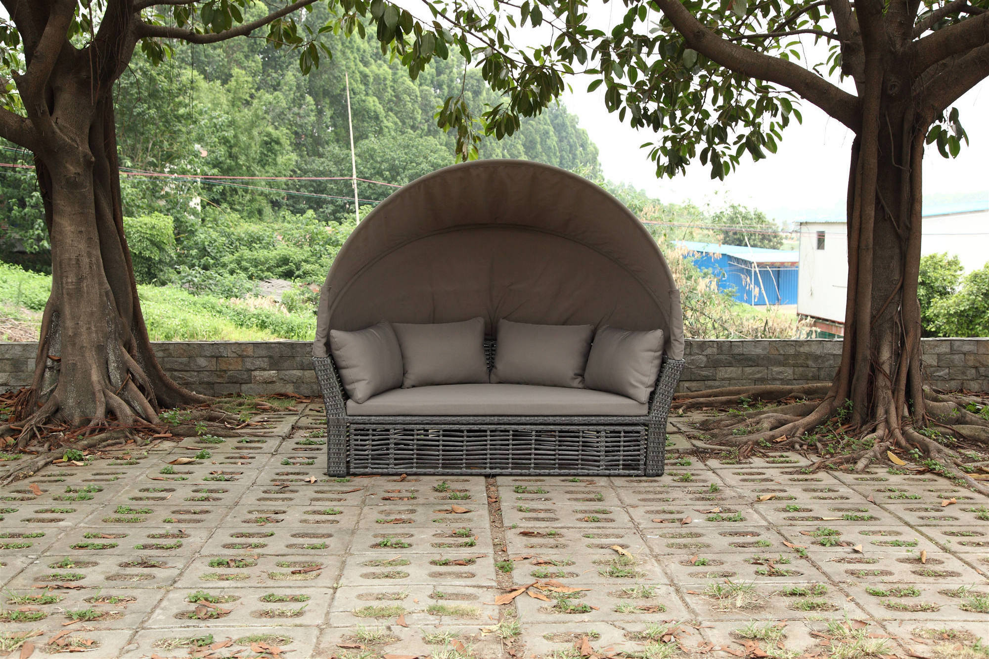 Shape Wicker Daybed Outdoor Sun Bed patio chaise lounge daybed garden furniture rattan day bed