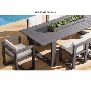 Factory Supply Modern Garden Patio Furniture 9-Piece Aluminum Outdoor Dining Set with Ceramic-top and Extendable Dining Table