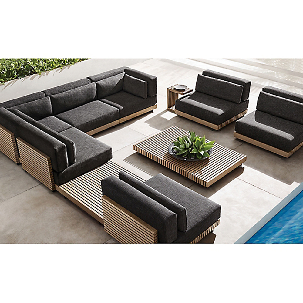 Factory Wholesale Modern Sectional Lounge Waterproof Garden Sofa Set Outdoor Furniture oil wood