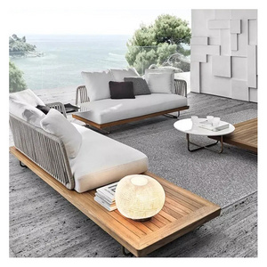 luxury all weather outdoor party  cane and wood sofa sofa pool garden exterior outdoor furniture