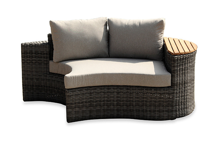 outdoor half round u armless rattan chair-garden wicker rattan furniture sofa semi circle living sofa double seat