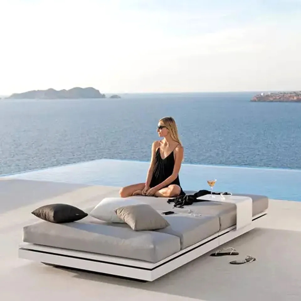 custom outdoor furniture fiberglass long swimming pool ledge chaise lounge chair in pool water beach bed sun loungers