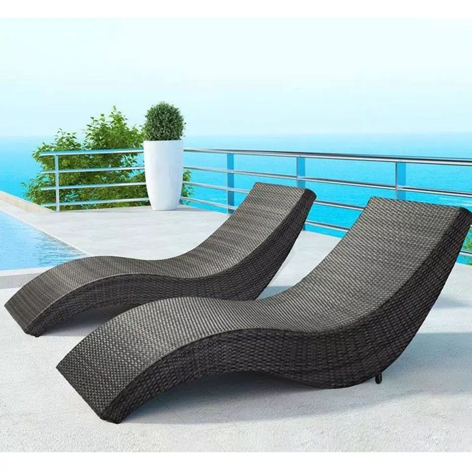 Boat shaped modern patio wicker bench outdoor bed furniture for single one rattan sun bed lounger