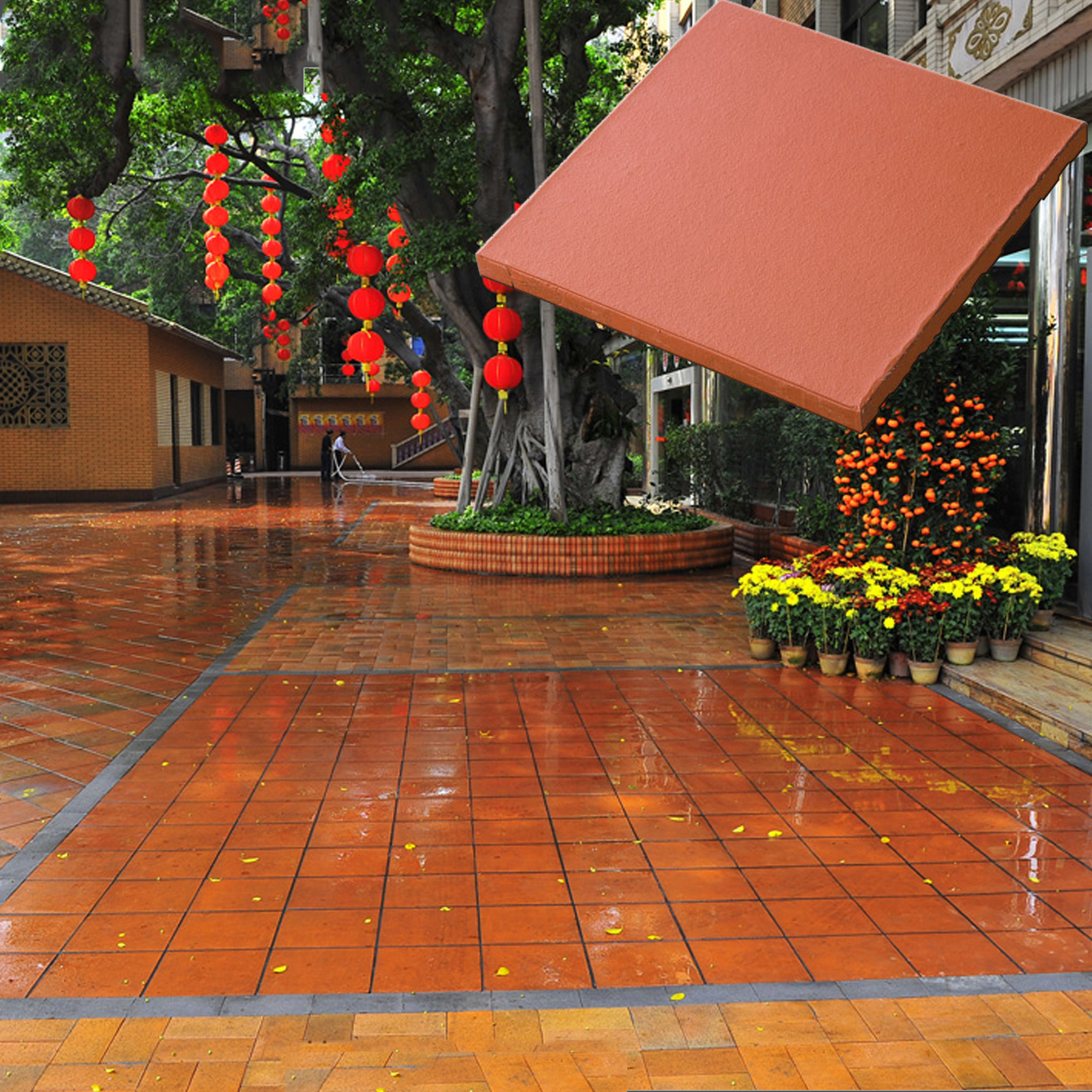 24x24 red clay quarry exterior rustic ceramic red terracotta steps outdoor paving floor tiles 200X200 300x300