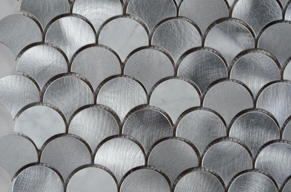 leaf Fish scale metal design stainless steel mosaic wall tile bathroom philippines