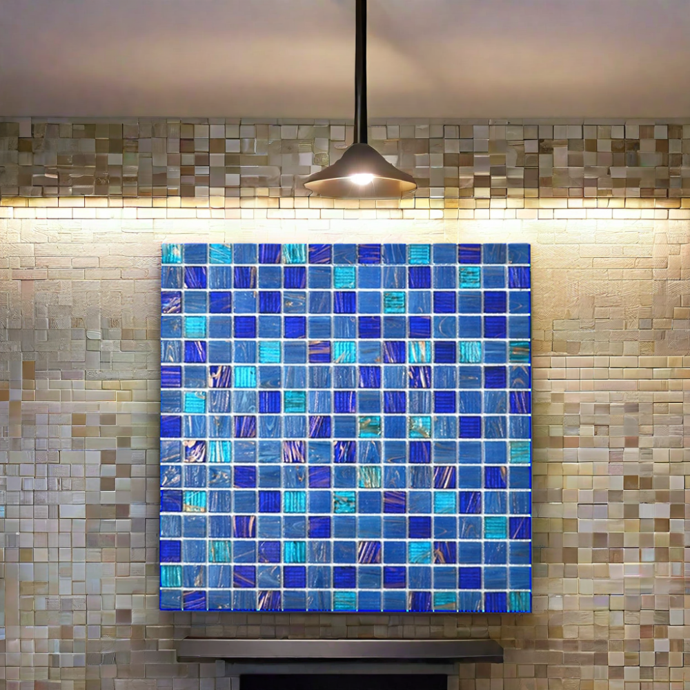 Modern 4mm Square Glass Tile Mosaic Border for Bathroom Backsplash Swimming Pool Designs in Philippines for Interior Hotel Use