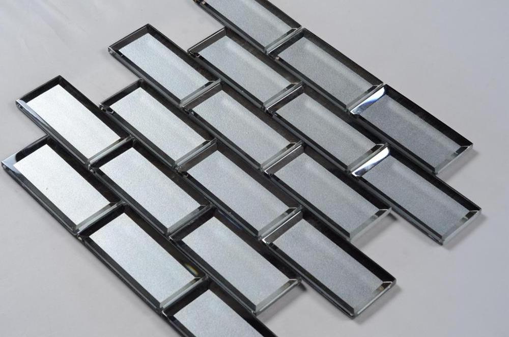 small 3x6 mirror Clear grey wavy kitchen tiles wall sticker glass mosaic tile bathroom subway tile shower backsplash