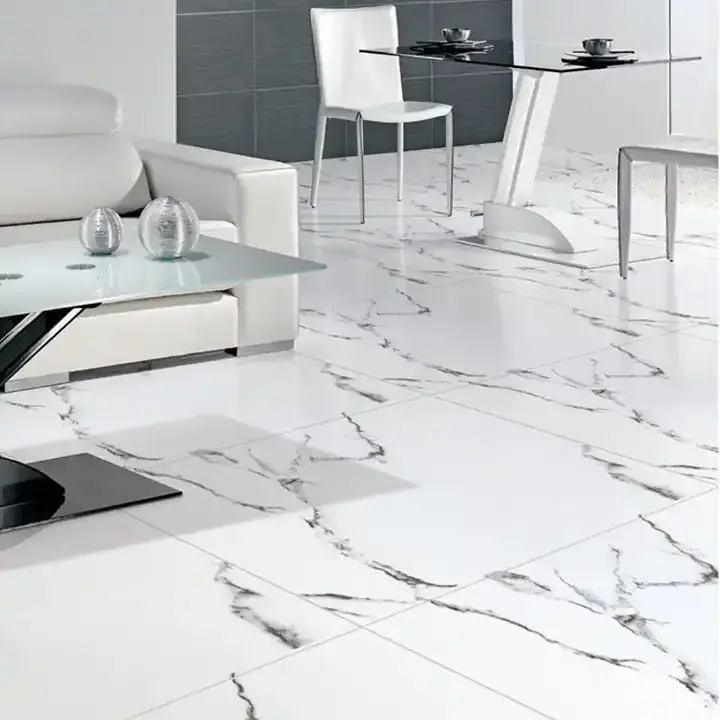 china foshan polished faux porcelain white marble tile