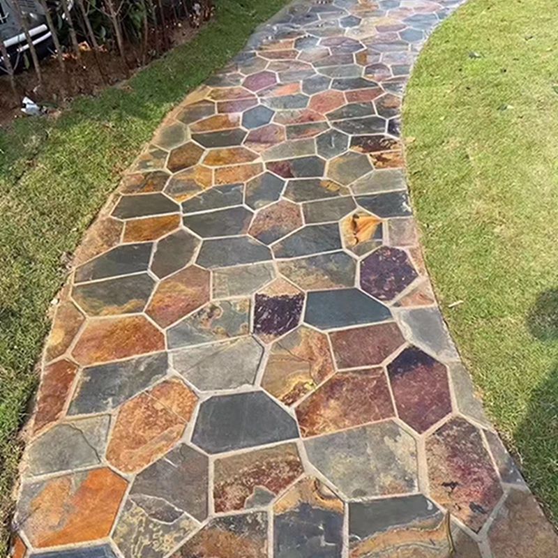 Modern Design Outdoor Natural Stone Mesh Mounted Flagstone Mats Slate Slabs Veneer Paving Stones Tiles Stair Wholesale Hotels