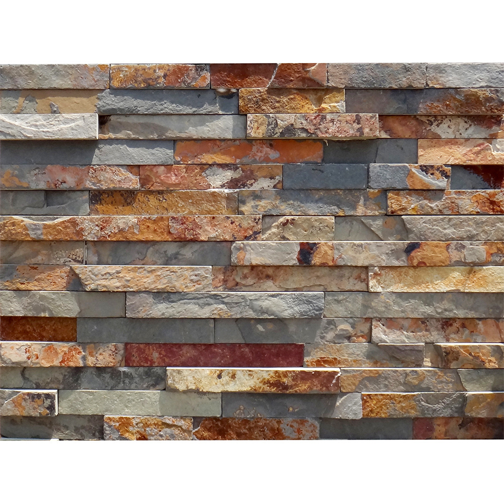 Foshan Modern Decorative Wall Panel 150x600mm Rusty Natural Slate with Polished and Honed Surface Finish for Hotel TV Wall