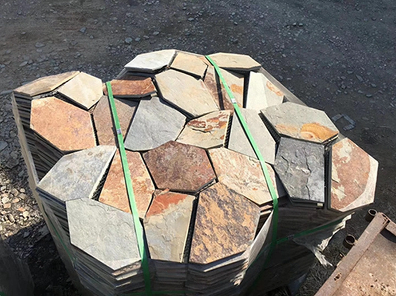 indian cheap patio garden outdoor hexagonal pattern floor tiles natural stone paving slabs tiles flagstone floor