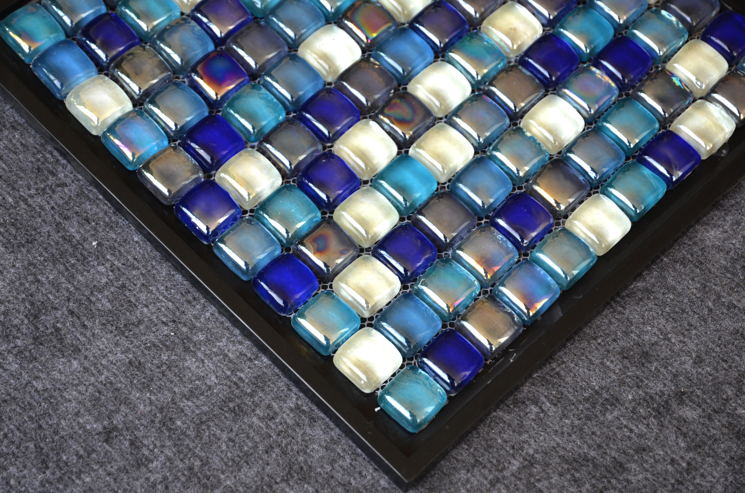 round blue sea crystal glass mosaic tiles pool tile pebble backsplash philippines for kitchen