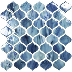 moroccan premium cheap textured backsplash blue arabesque mosaic tiles molds philippines for pool