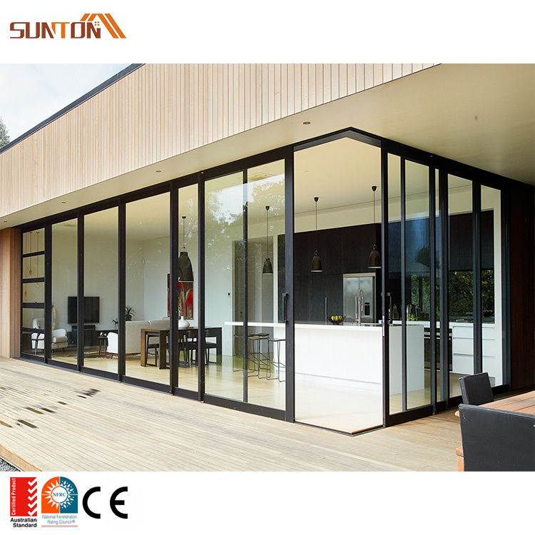 Modern water proof aluminium alloy sliding doors and windows design custom exterior aluminum glass lift and slide door