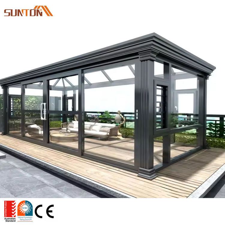 Custom outdoor patio 4 seasons clear roof glass sun rooms veranda glass panel pergola sunroom with screens