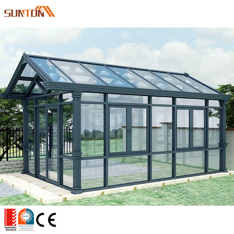 Custom high quality all season glasshouse sunrooms cheap prefab house aluminium glass roof patio enclosures sunroom kit