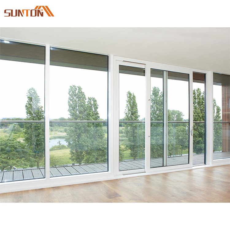 Factory prices interior bedroom plastic pvc windows and doors exterior patio balcony white pvc frame glass sliding door