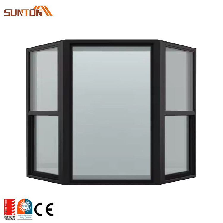 Custom exterior aluminium window design modern large aluminum frame glass fixed bay and bow windows