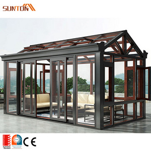 Custom high quality all season glasshouse sunrooms cheap prefab house aluminium glass roof patio enclosures sunroom kit