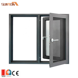 Customized sound-proof aluminium swing windows soundproof aluminum insulated glass outward casement window with mosquito net