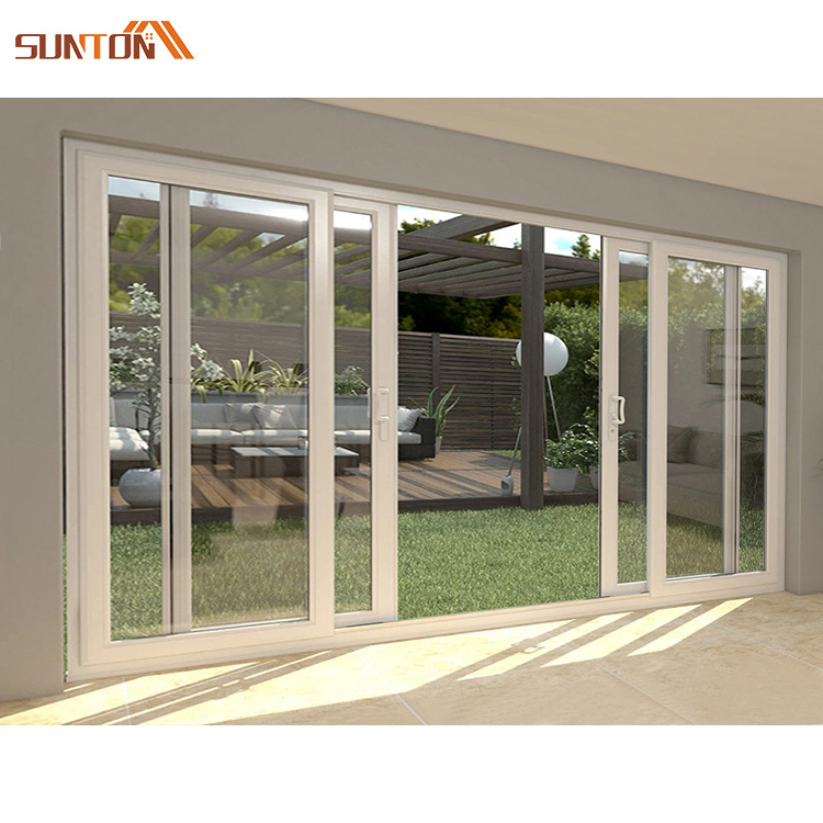 Factory prices interior bedroom plastic pvc windows and doors exterior patio balcony white pvc frame glass sliding door