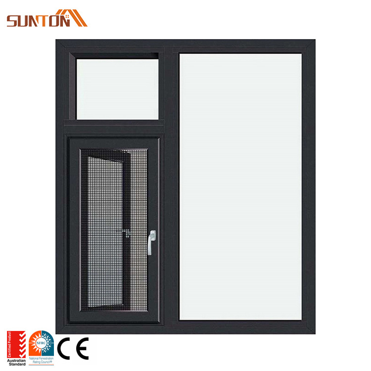 Customized sound-proof aluminium swing windows soundproof aluminum insulated glass outward casement window with mosquito net