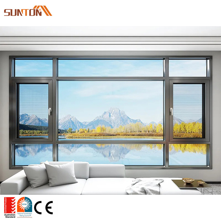 Modern aluminium frame fix windows custom large aluminum fixed tempered laminated glass window