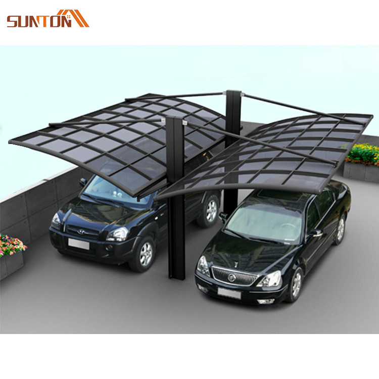 Outdoor sun-proof and strong wind resistance aluminum material polycarbonate panels roofing 2 car carport