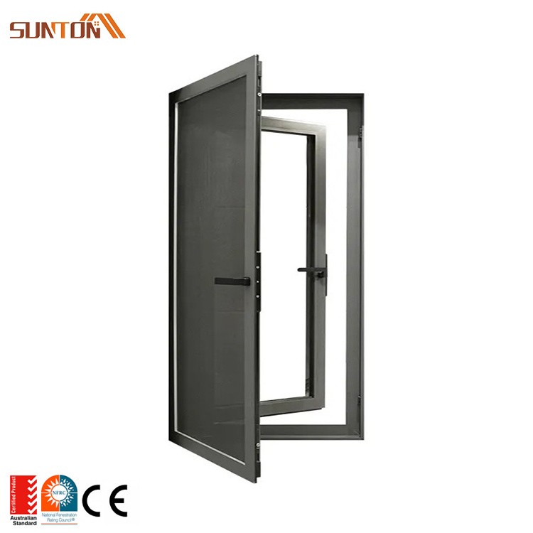 Customized sound-proof aluminium swing windows soundproof aluminum insulated glass outward casement window with mosquito net