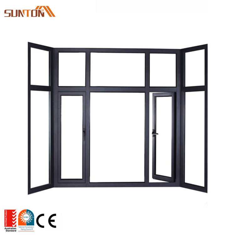 Custom exterior aluminium window design modern large aluminum frame glass fixed bay and bow windows