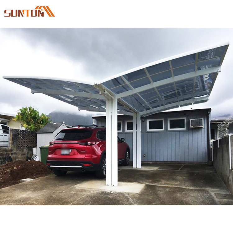 Outdoor sun-proof and strong wind resistance aluminum material polycarbonate panels roofing 2 car carport