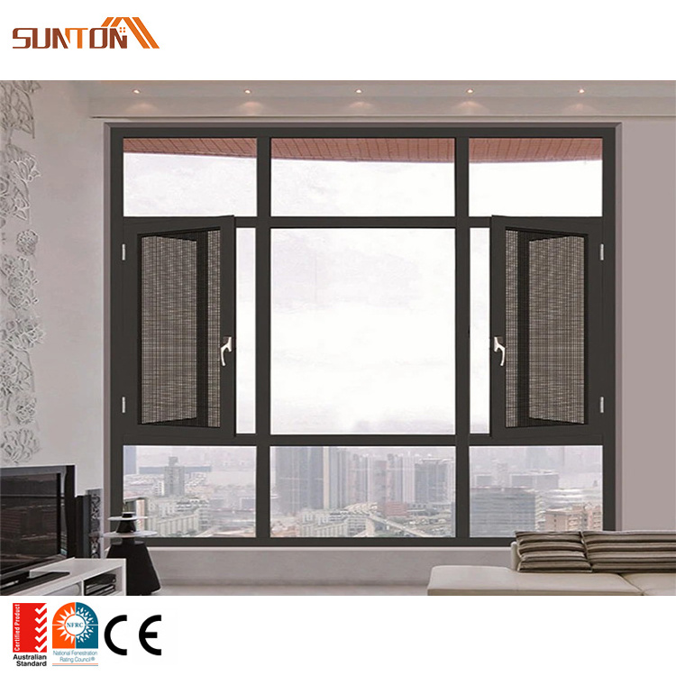 Modern aluminium frame fix windows custom large aluminum fixed tempered laminated glass window