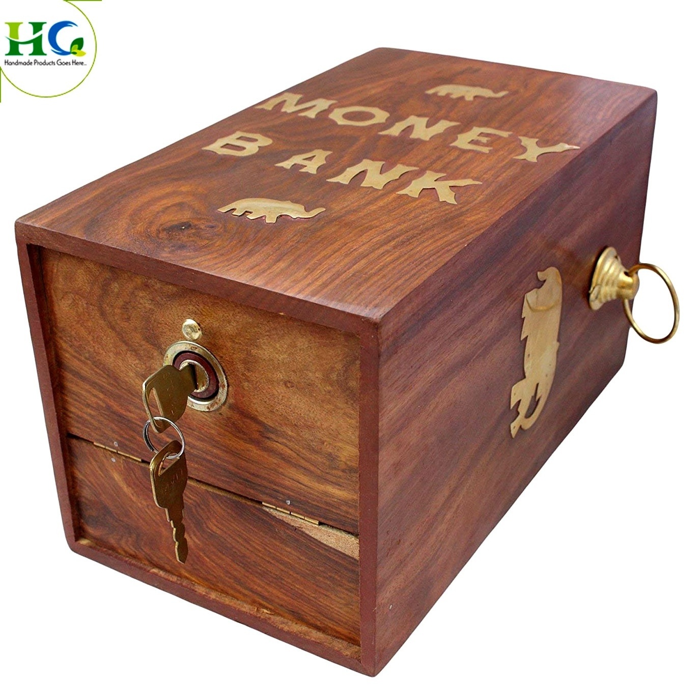 Handicrafted Wooden Treasure Chest Design Money Bank/Coin Saving Box/Piggy Bank/Gifts for Kids, Girls, Boys & Adults