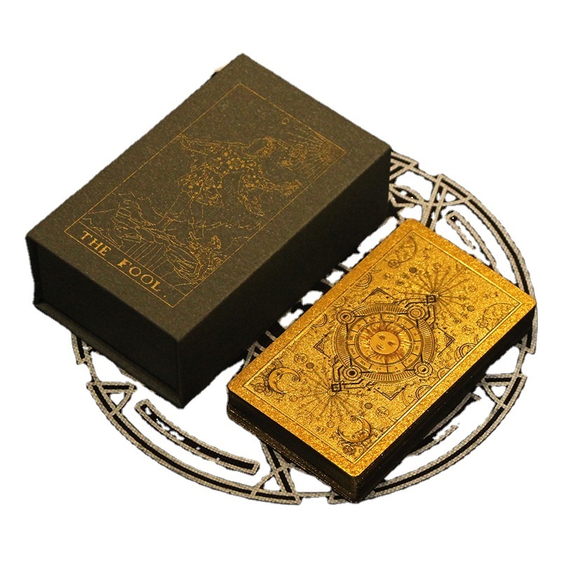 Hot Selling Sun backside  Gold Foil Tarot Card Waterproof PVC Plastic Printing Tarot Divination Board Game