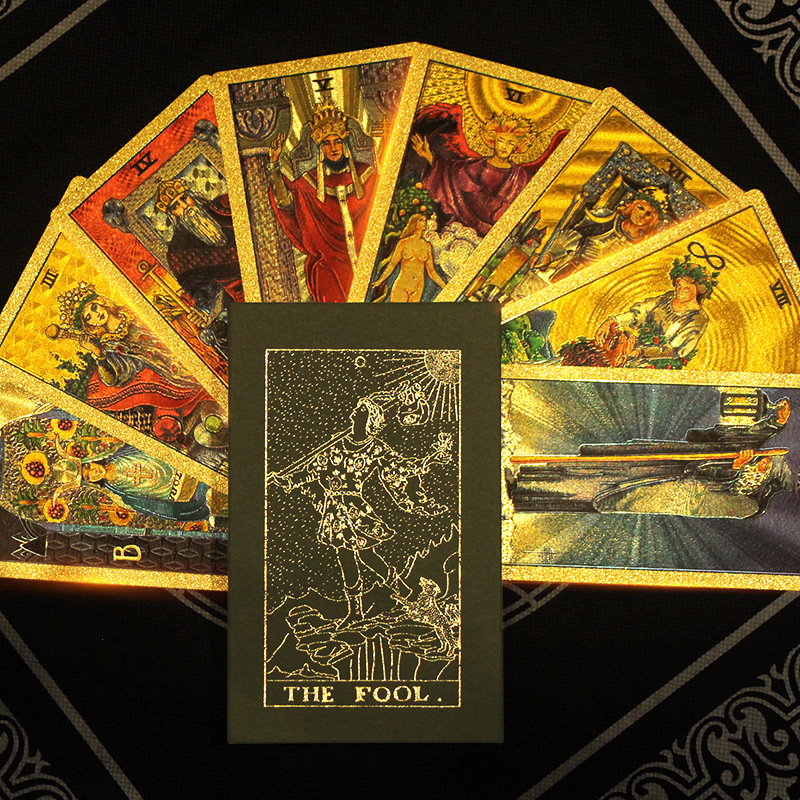 New Arrival Gold Foil Tarot Cards Wholesale Oracle Tarot Cards Box With Guidebook Divination Custom Printing Tarot Cards Decks