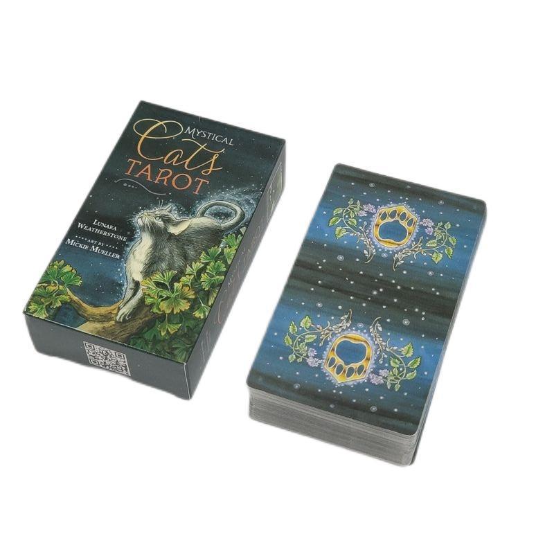 Printing Board Game 12*7cm Mystical Cats  Tarot Card with Gift Box 78pcs Playing Oracle Card