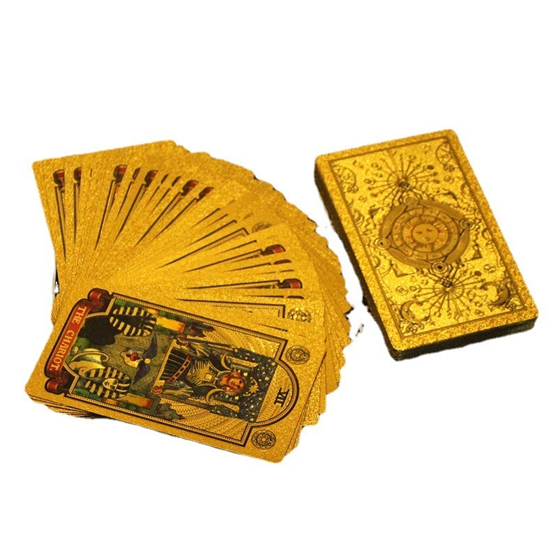 Hot Selling Sun backside  Gold Foil Tarot Card Waterproof PVC Plastic Printing Tarot Divination Board Game