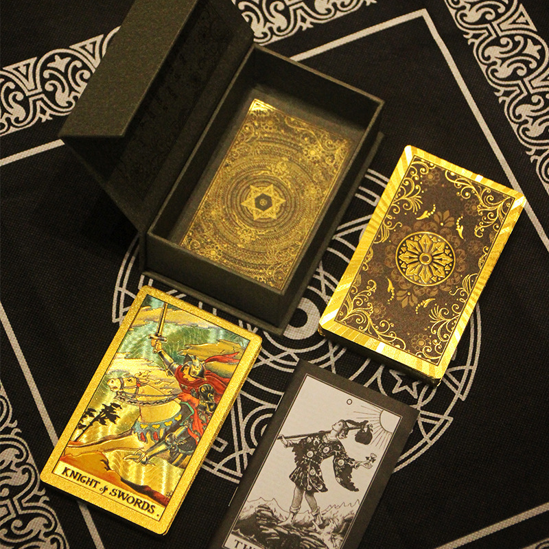 New Arrival Gold Foil Tarot Cards Wholesale Oracle Tarot Cards Box With Guidebook Divination Custom Printing Tarot Cards Decks