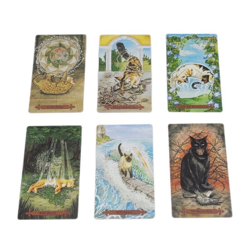 Printing Board Game 12*7cm Mystical Cats  Tarot Card with Gift Box 78pcs Playing Oracle Card