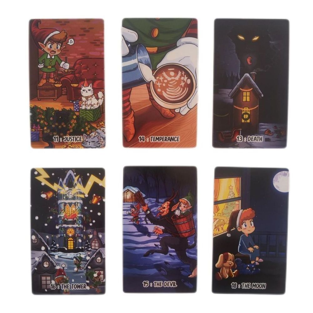 Manufacturer 12*7 Board Games  Adult Kids Playing Card Game  Christmas Elf Tarot Xmas Elf Tarot Card with Guidebook