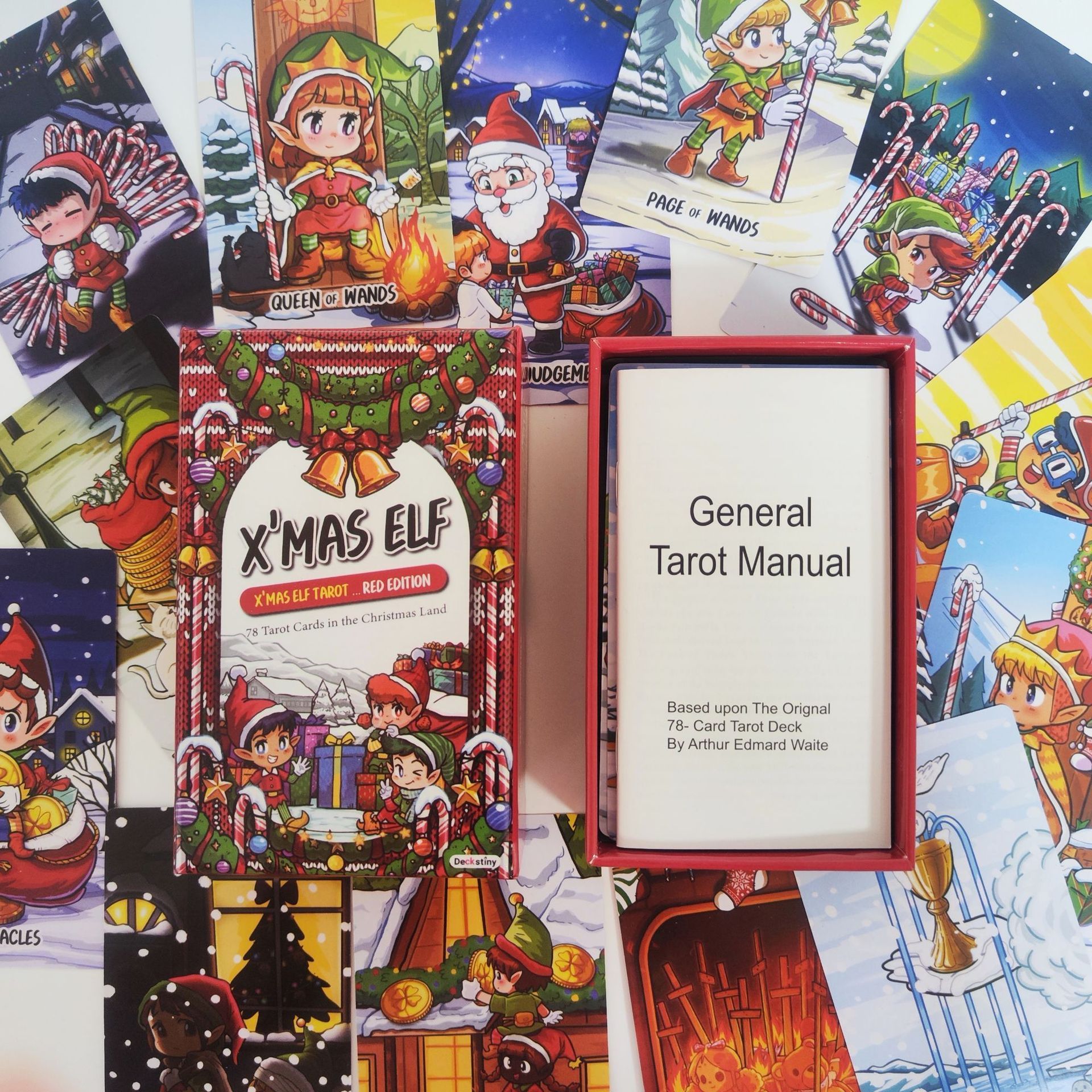 Manufacturer 12*7 Board Games  Adult Kids Playing Card Game  Christmas Elf Tarot Xmas Elf Tarot Card with Guidebook