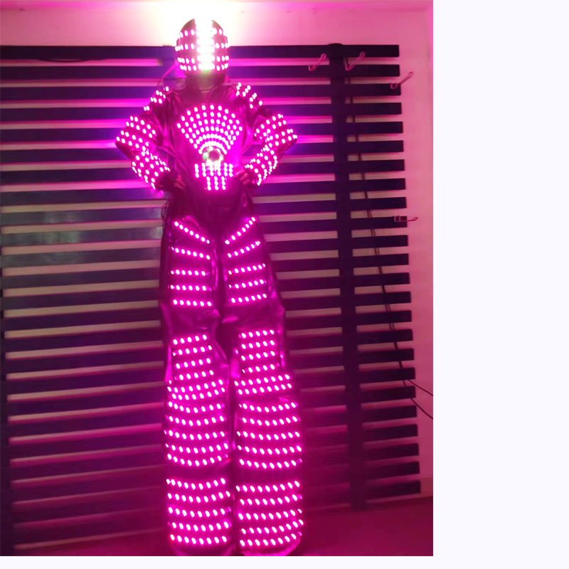 2024 New led glow-in-the-dark space suit robot suit stilts luminous costume bar atmosphere props