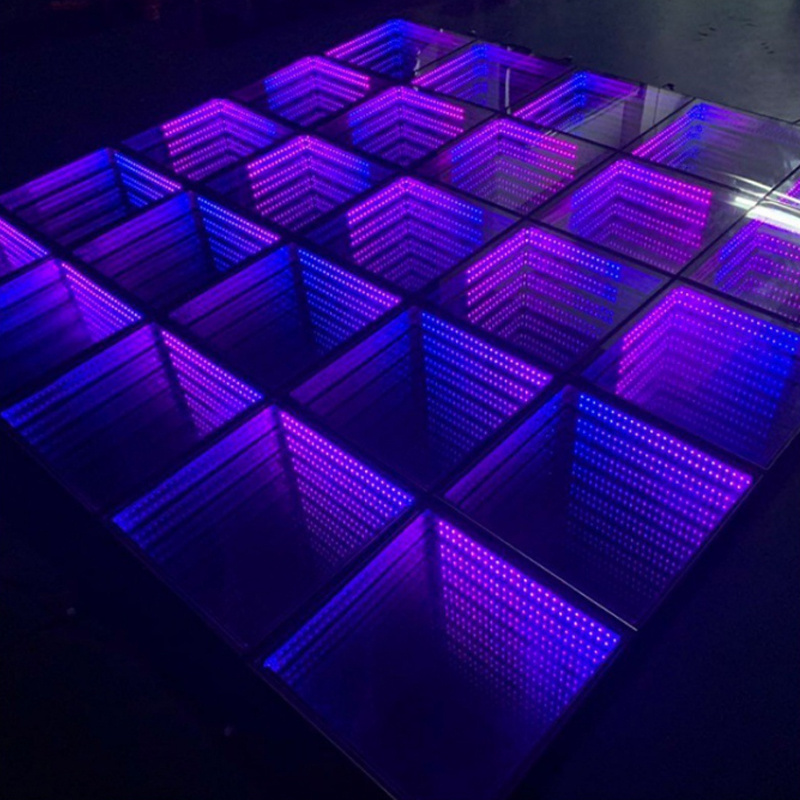 Popular Wedding Light 3D Abyss Portable Floor Tile LED Luminous Panel RGB 3in1 LED Mirror Dance Floor