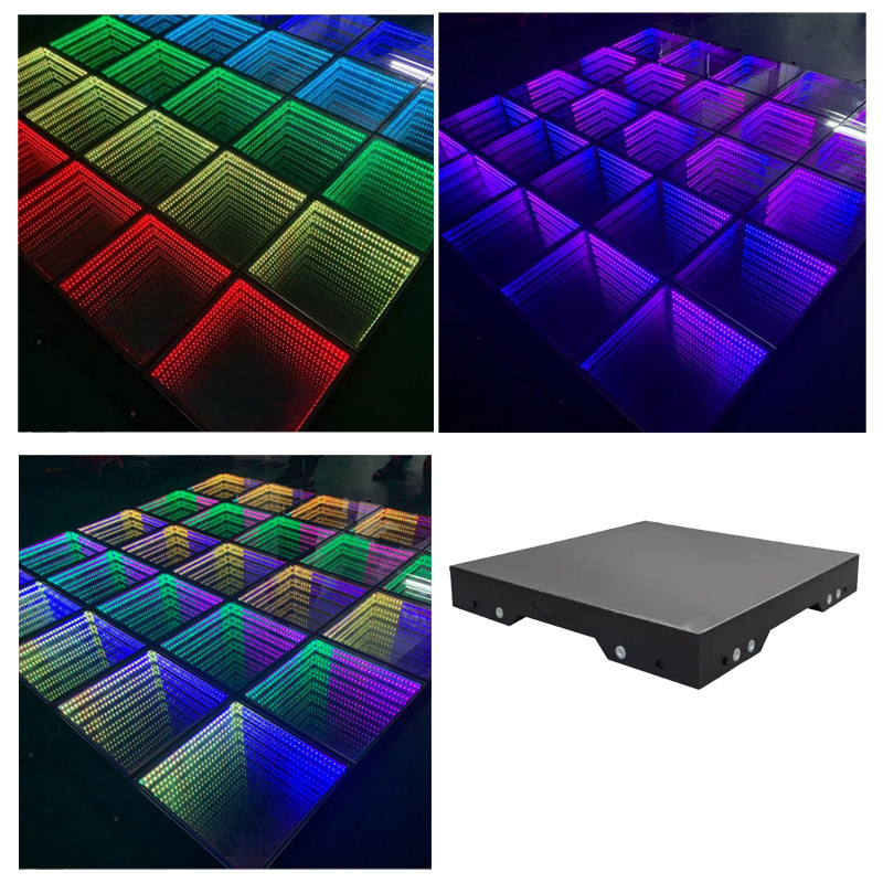 Popular Wedding Light 3D Abyss Portable Floor Tile LED Luminous Panel RGB 3in1 LED Mirror Dance Floor